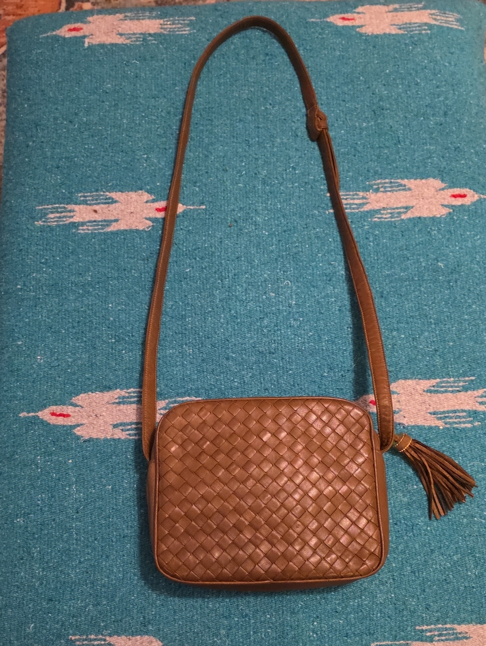 Vintage Kamarel New York Woven Leather Crossbody Shoulder Camera Bag EUC - Picture 6 of 15